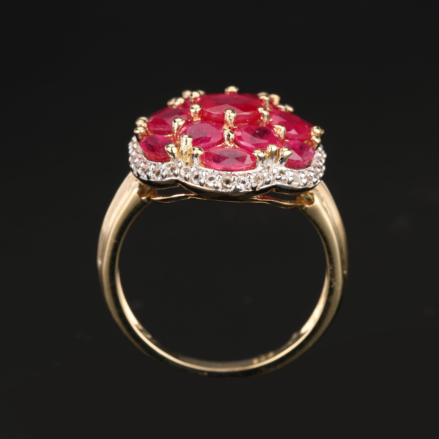 Natural Ruby Ring With White Topaz 4.60 Carats Gold Plated Silver