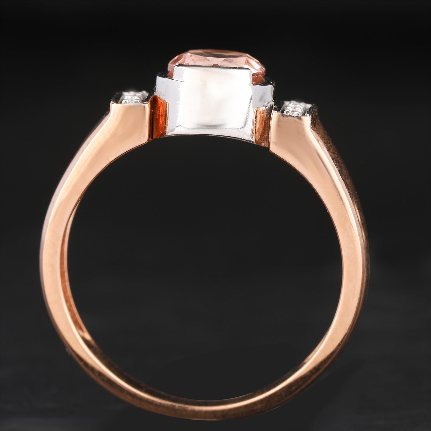 Morganite Ring With White Zircon 0.74 Carats 9K Rose & White Gold