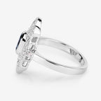 London Blue Topaz Ring With White Topaz 1.28 Carats Sterling Silver