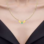 Emerald Bat Necklace With Black Spinel 1.06 Carats Gold Plated Silver