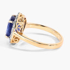 Blue Sapphire Ring With Diamonds 4.34 Carats 18K Yellow Gold