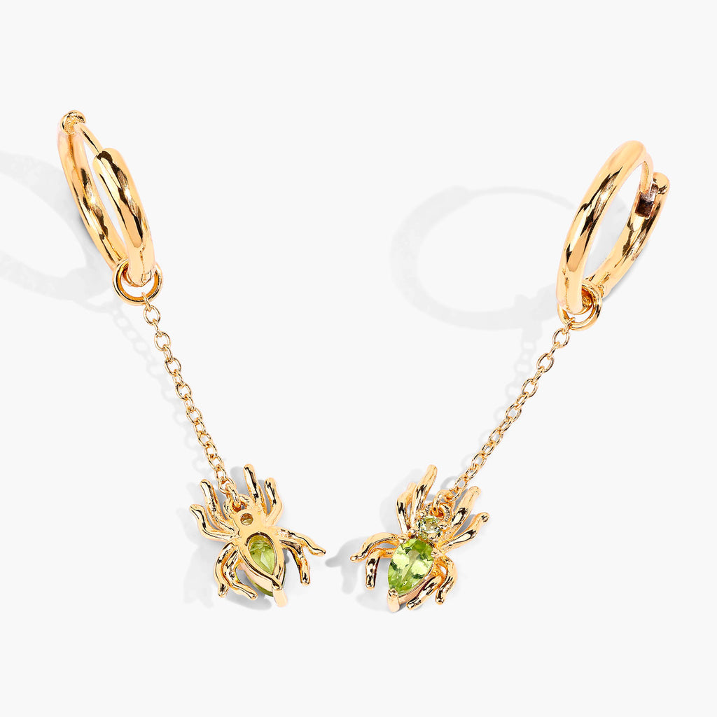 Peridot Spider Earrings 0.48 Carats Gold Plated Silver