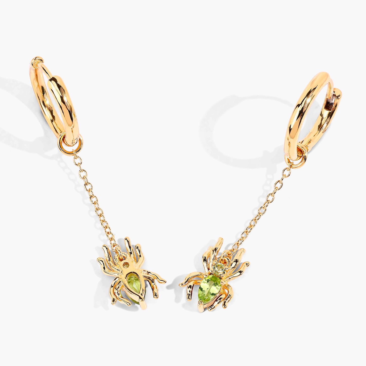 Peridot Spider Earrings 0.48 Carats Gold Plated Silver