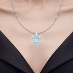 Swiss Blue Topaz Pendant 11 Carats Sterling Silver