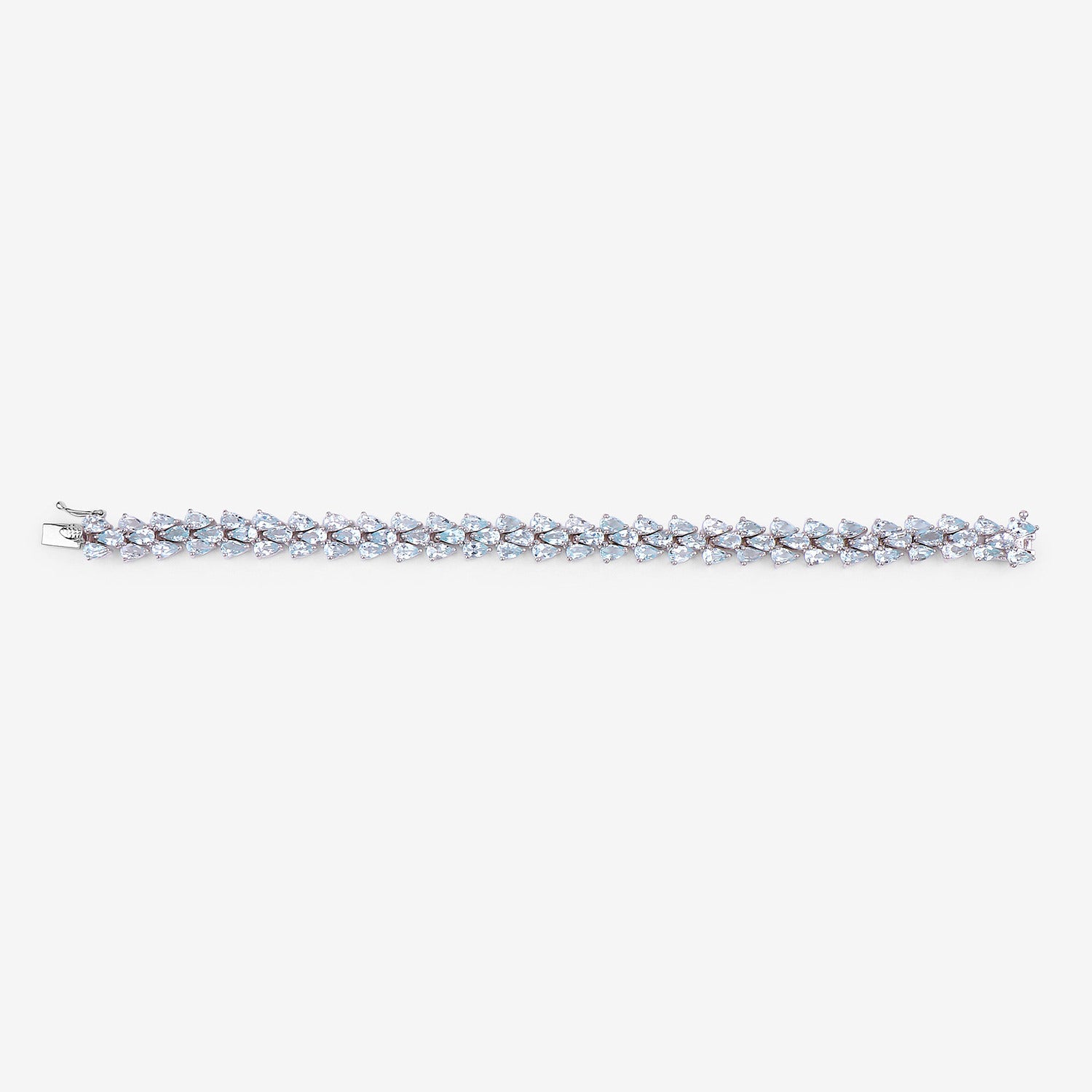 Aquamarine Tennis Bracelet 14.1 Carats Sterling Silver