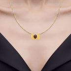 Garnet Purse Necklace With White Topaz 1.9 Carats Gold Plated Silver