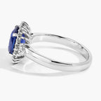 Blue Sapphire Ring With Diamonds 2.76 Carats 18K White Gold