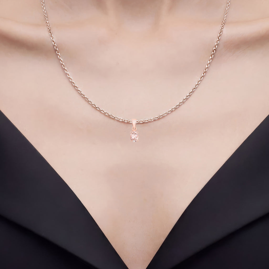 Morganite Pendant 0.68 Carats Gold Plated Silver