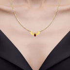 Garnet Bat Necklace With Black Spinel 1.06 Carats Gold Plated Silver