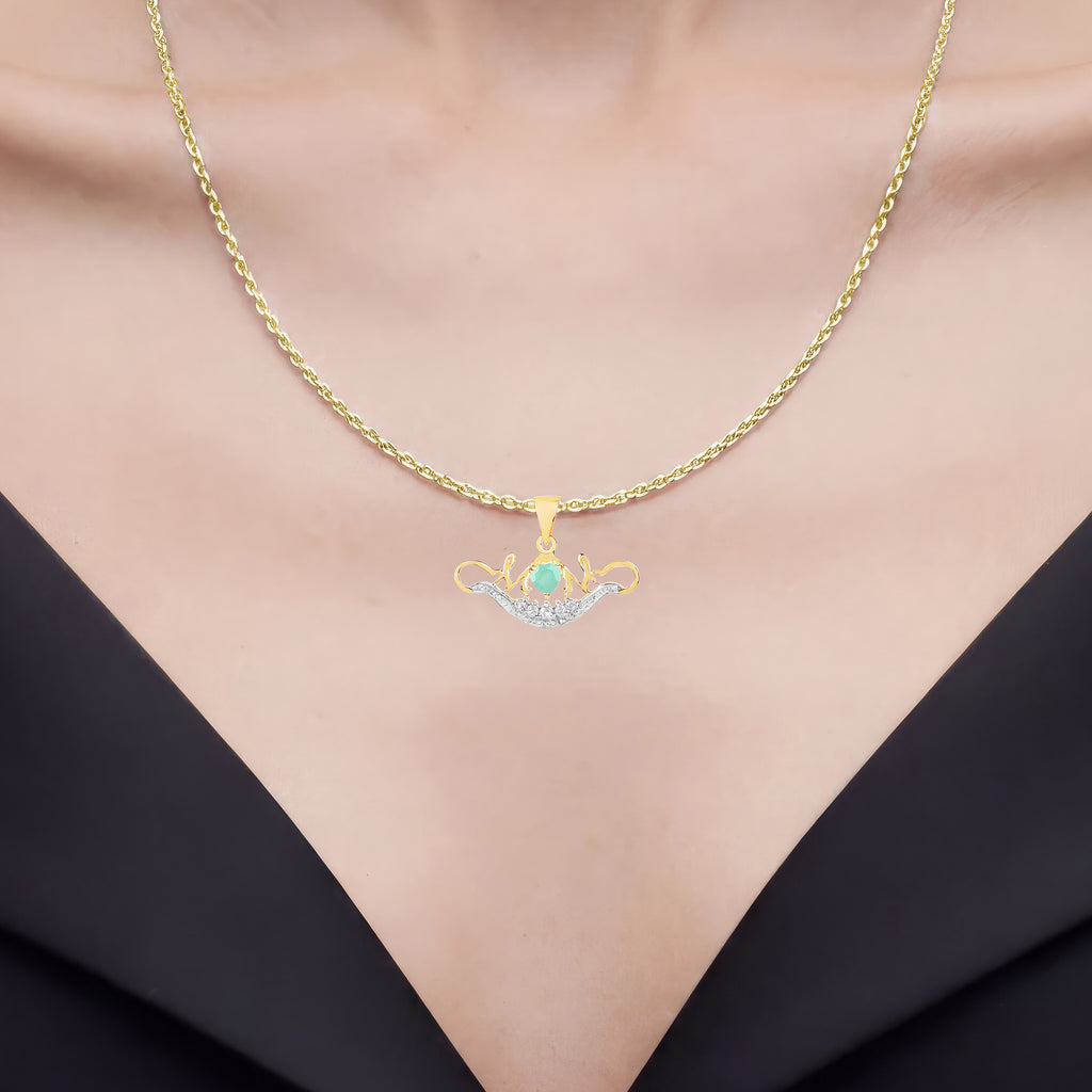 Emerald Mom Pendant With White Topaz 0.54 Carats Gold Plated Silver