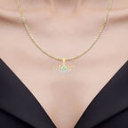 Emerald Mom Pendant With White Topaz 0.54 Carats Gold Plated Silver