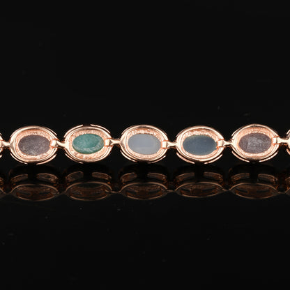 Natural Mixed Gemstones Bracelet 17.46 Carats Gold Plated Silver