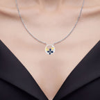 Blue Sapphire Pendant With White Topaz 1.32 Carats Sterling Silver