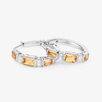 Citrine Earrings With White Topaz 2.84 Carats Sterling Silver