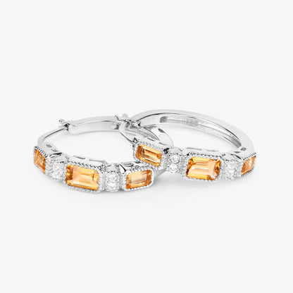 Citrine Earrings With White Topaz 2.84 Carats Sterling Silver