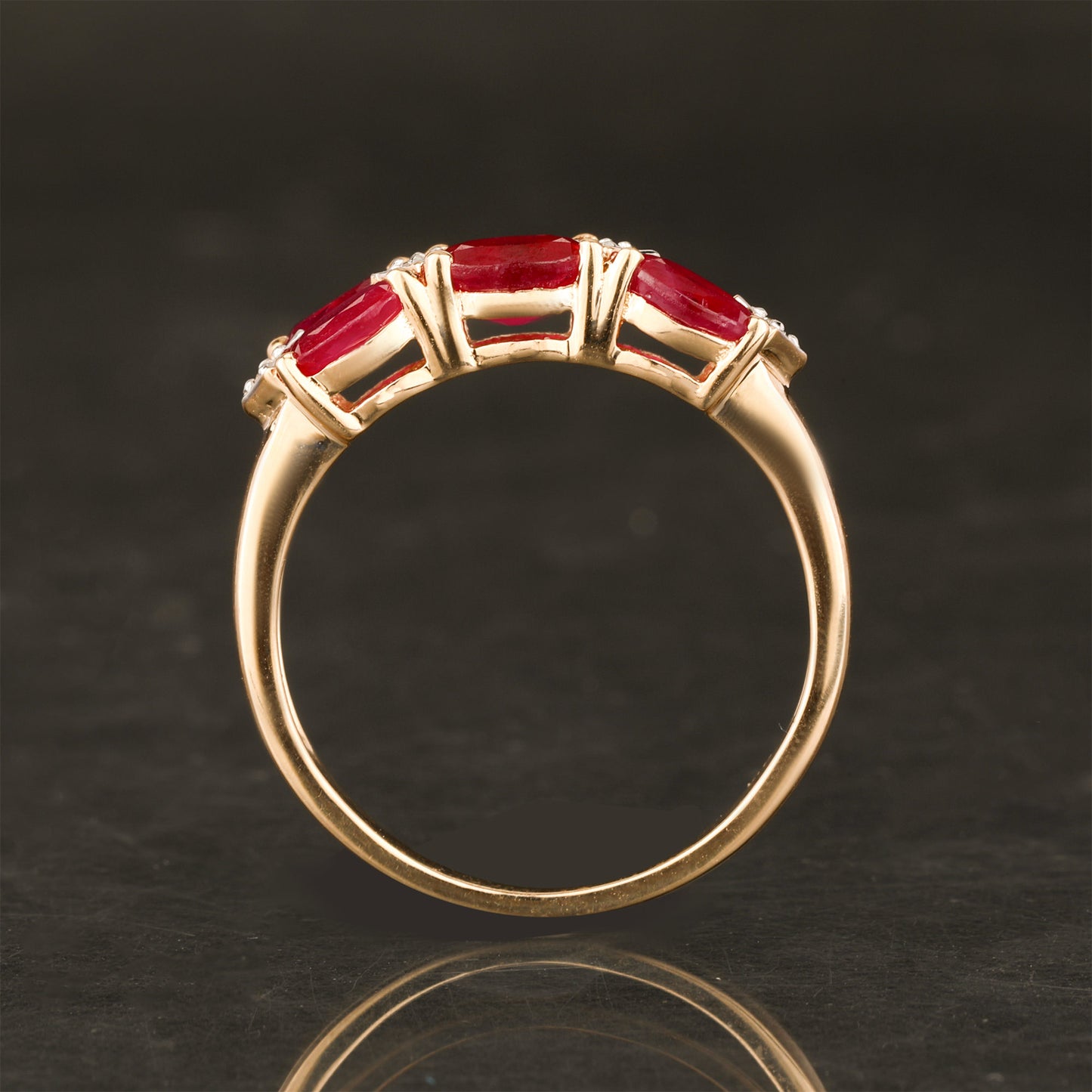 Natural Burma Ruby Ring With Diamonds 1.66 Carats 9K Yellow Gold