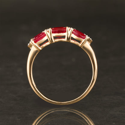 Natural Burma Ruby Ring With Diamonds 1.66 Carats 9K Yellow Gold