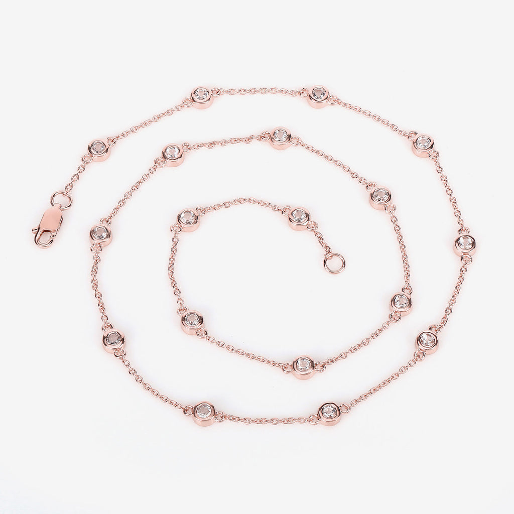 Morganite Necklace 1.6 Carats Gold Plated Silver