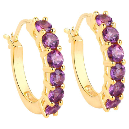 Amethyst Earrings 1.18 Carats Gold Plated Silver
