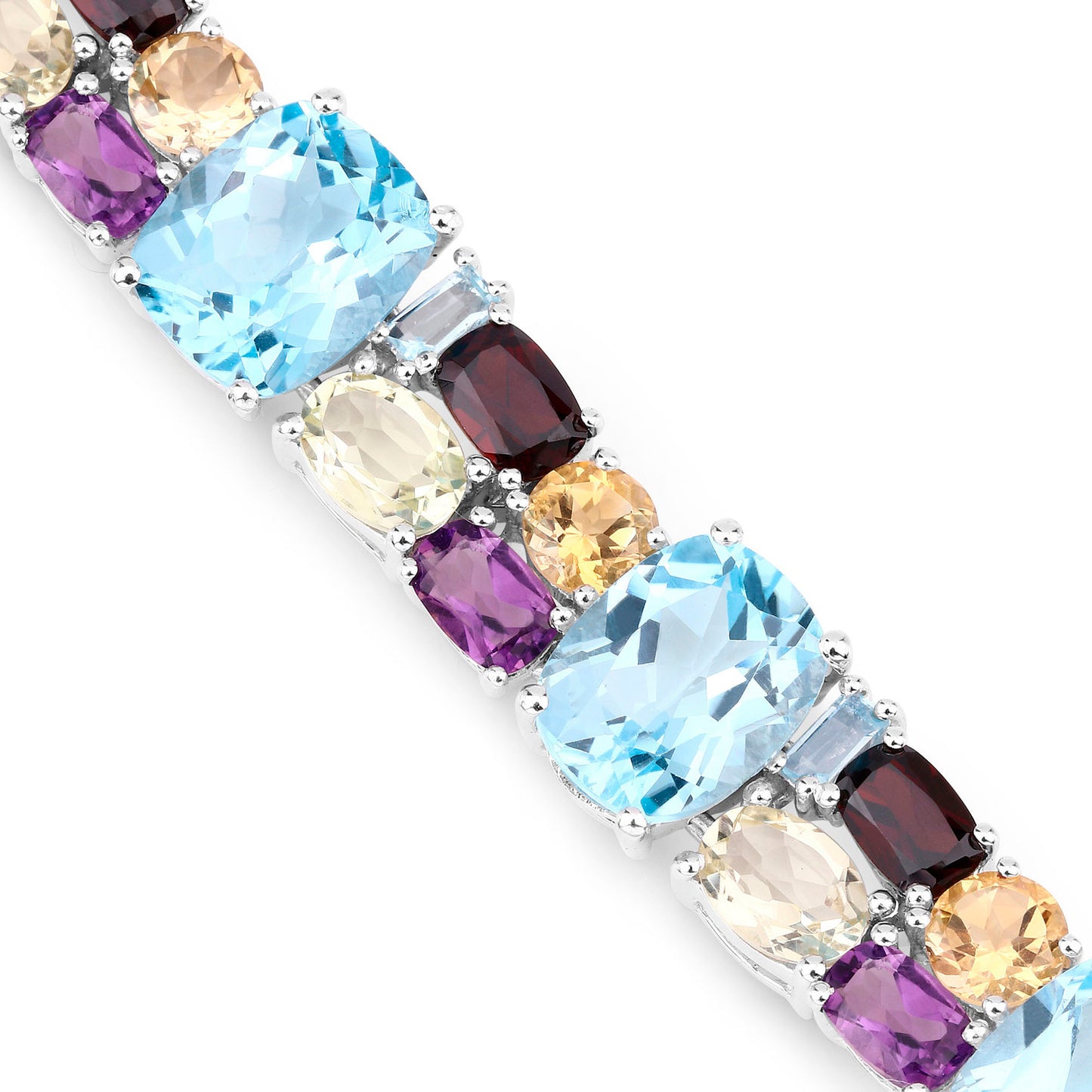 Multicolored Gemstone Bracelet 51 Carats Topaz Quartz Amethyst Garnet Citrine