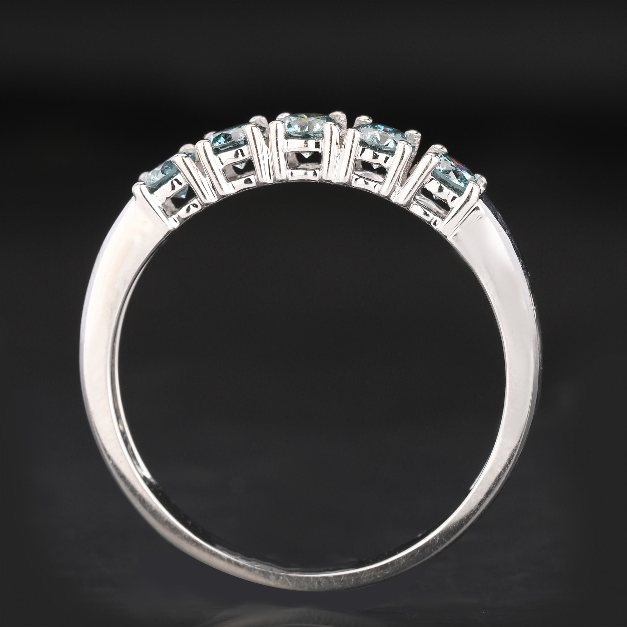 Blue Diamond Ring 0.5 Carats 9K White Gold