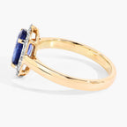 Blue Sapphire Ring With Diamonds 2.14 Carats 18K Yellow Gold