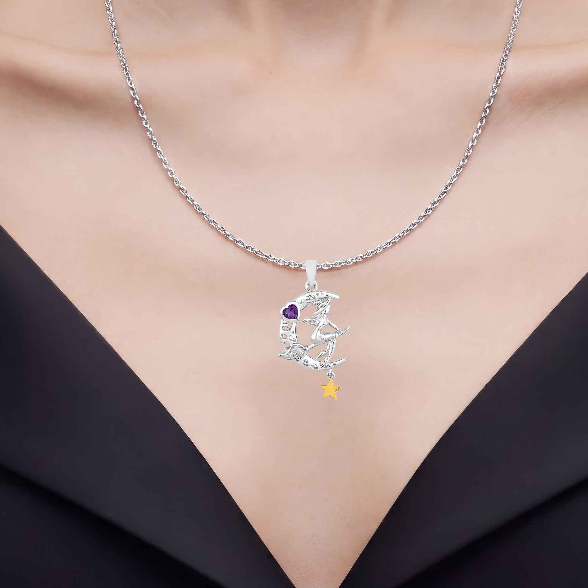Amethyst Witch Pendant 0.24 Carats Sterling Silver