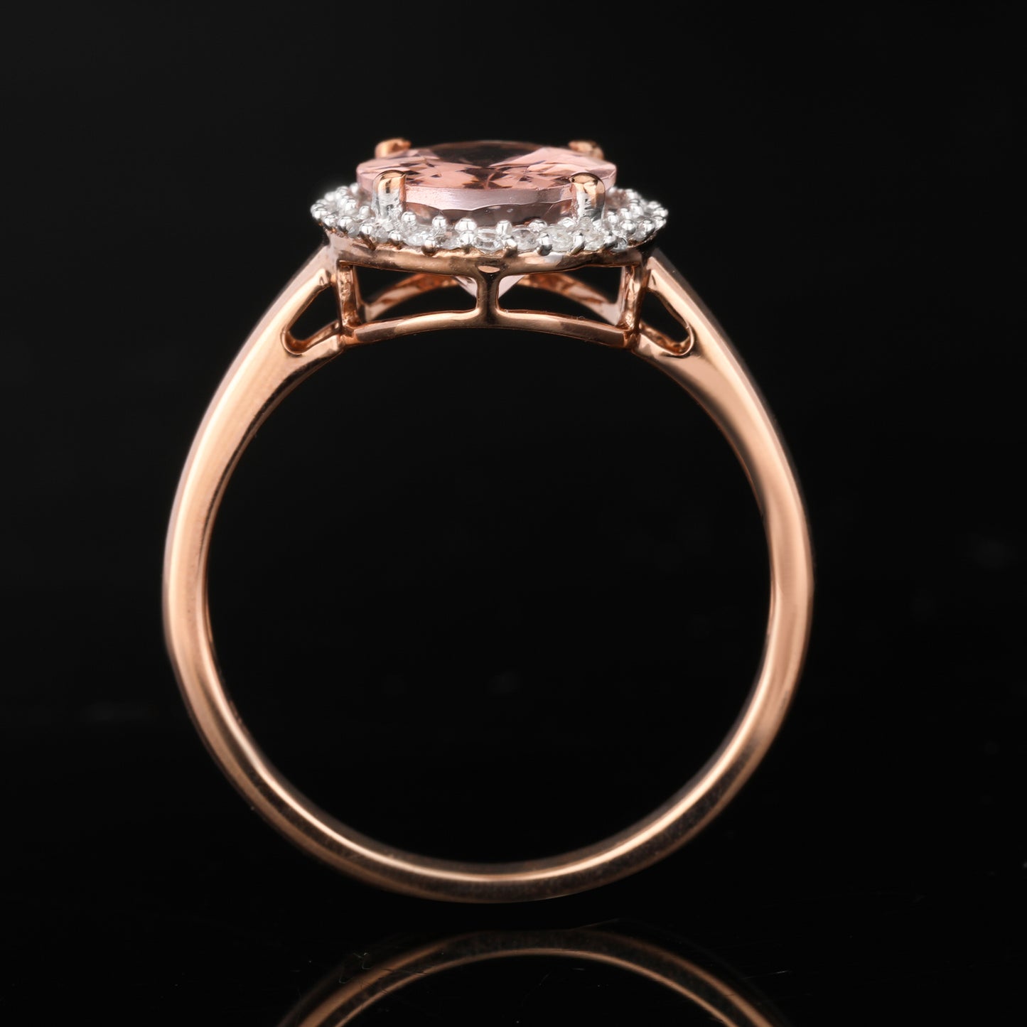 Morganite Ring With Diamonds 2.21 Carats 9K Rose Gold