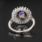 Natural Tanzanite Ring With White Topaz 2.19 Carats Sterling Silver
