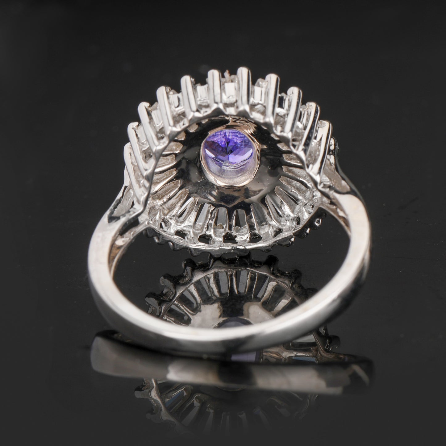 Natural Tanzanite Ring With White Topaz 2.19 Carats Sterling Silver