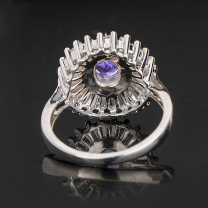 Natural Tanzanite Ring With White Topaz 2.19 Carats Sterling Silver