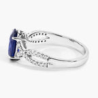Blue Sapphire Ring With Diamonds 2.16 Carats 18K White Gold