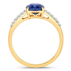 Blue Sapphire Ring With Diamonds 2.5 Carats 18K Yellow Gold
