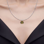 Citrine Pendant With Multicolor Diamonds 2.84 Carats Sterling Silver