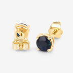 Blue Sapphire Stud Earrings 1.28 Carats 10K Yellow Gold