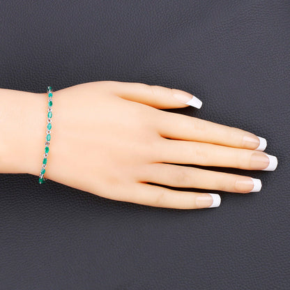 Zambian Emerald Link Bracelet 3.23 Carats Sterling Silver