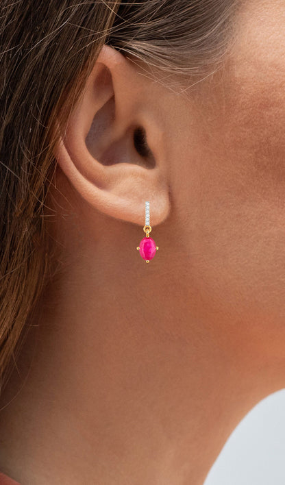 Ruby Dangle Earrings Diamonds 1.7 Carats 14K Yellow Gold