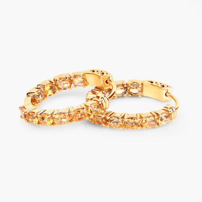 Citrine Earrings 3.18 Carats Gold Plated Silver