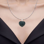 Blue Diamond Heart Pendant 1.22 Carats Sterling Silver