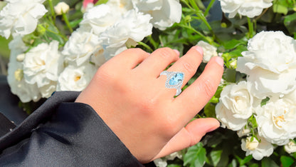 Aquamarine Ring With Diamonds 2.24 Carats 14K White Gold