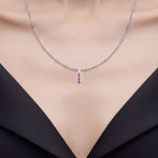 Ruby Pendant With Diamonds 0.36 Carats 14K White Gold
