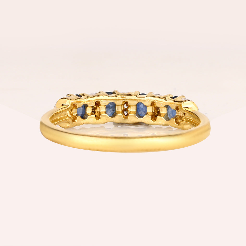 Natural Blue Sapphire Ring With White Topaz 0.94 Carats Gold Plated Silver