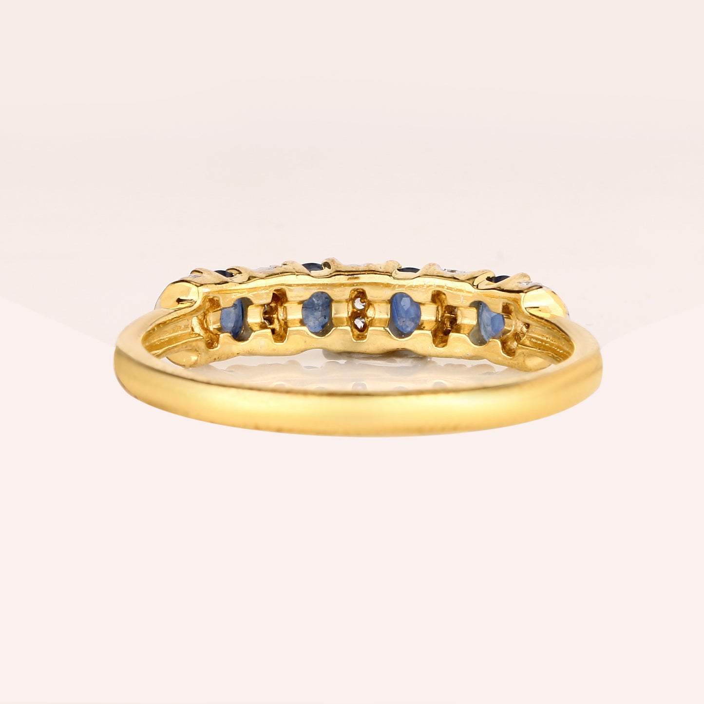 Natural Blue Sapphire Ring With White Topaz 0.94 Carats Gold Plated Silver