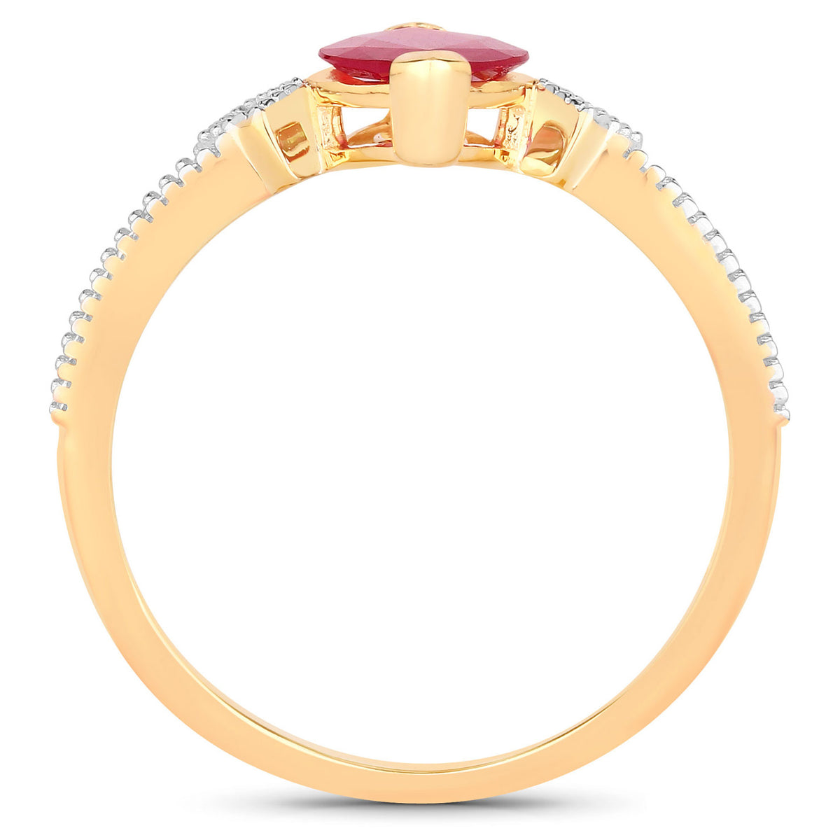 Ruby Ring With Diamonds 0.98 Carats 14K Yellow Gold
