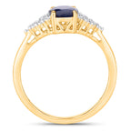 Blue Sapphire Ring With Diamonds 1.7 Carats 14K Yellow Gold