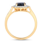 Blue Sapphire Ring With Diamonds 1.3 Carats 10K Yellow Gold