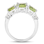 Peridot Ring With White Topaz 4.08 Carats Sterling Silver
