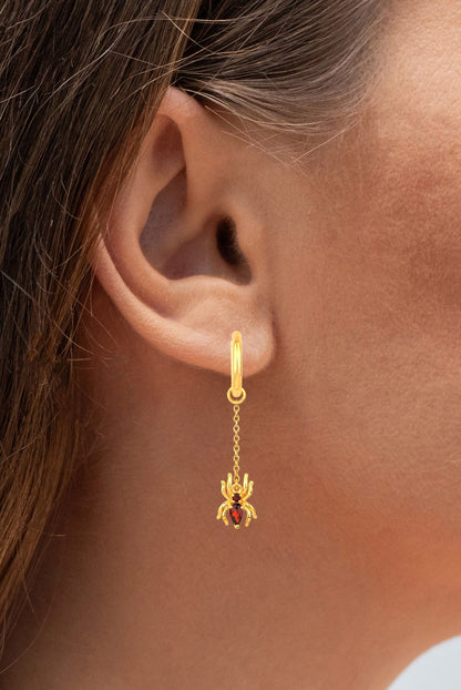 Garnet Spider Earrings 0.56 Carats Gold Plated Silver