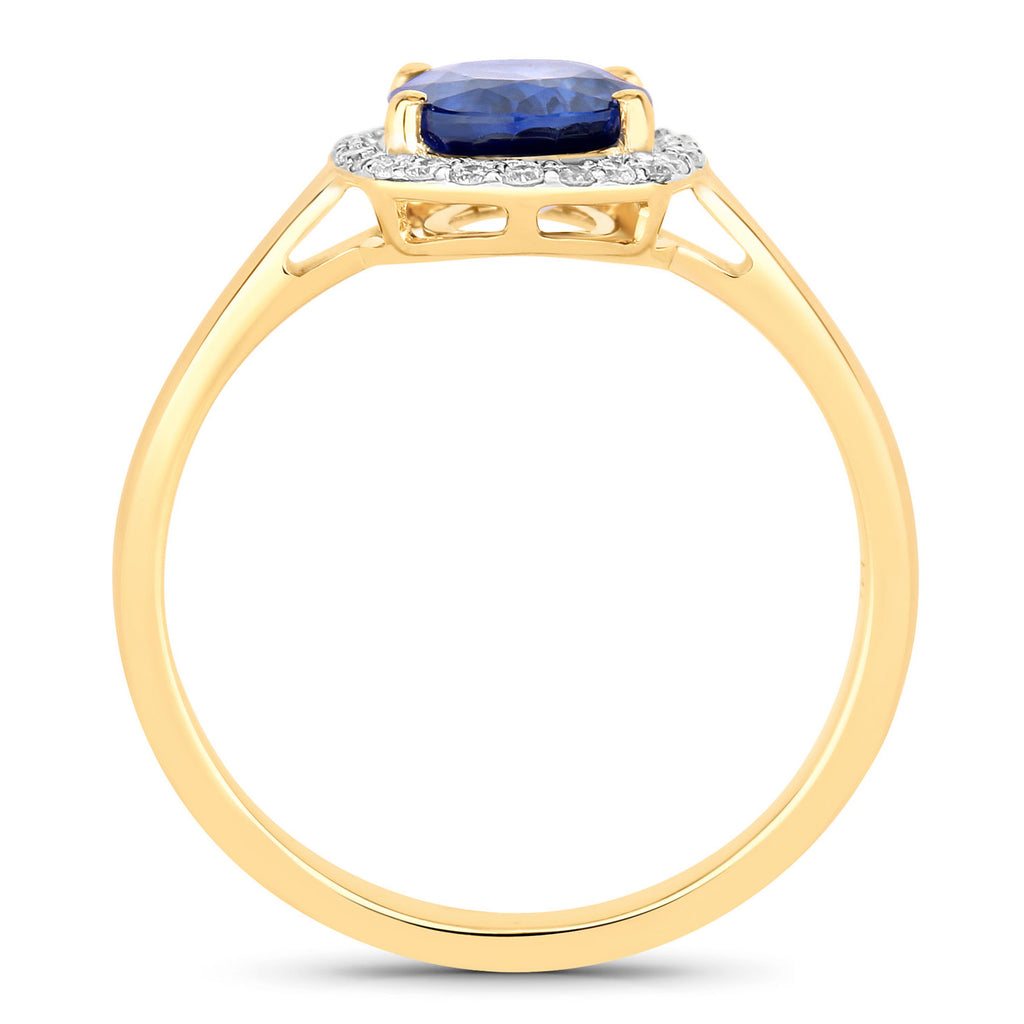Blue Sapphire Ring With Diamonds 2.14 Carats 18K Yellow Gold