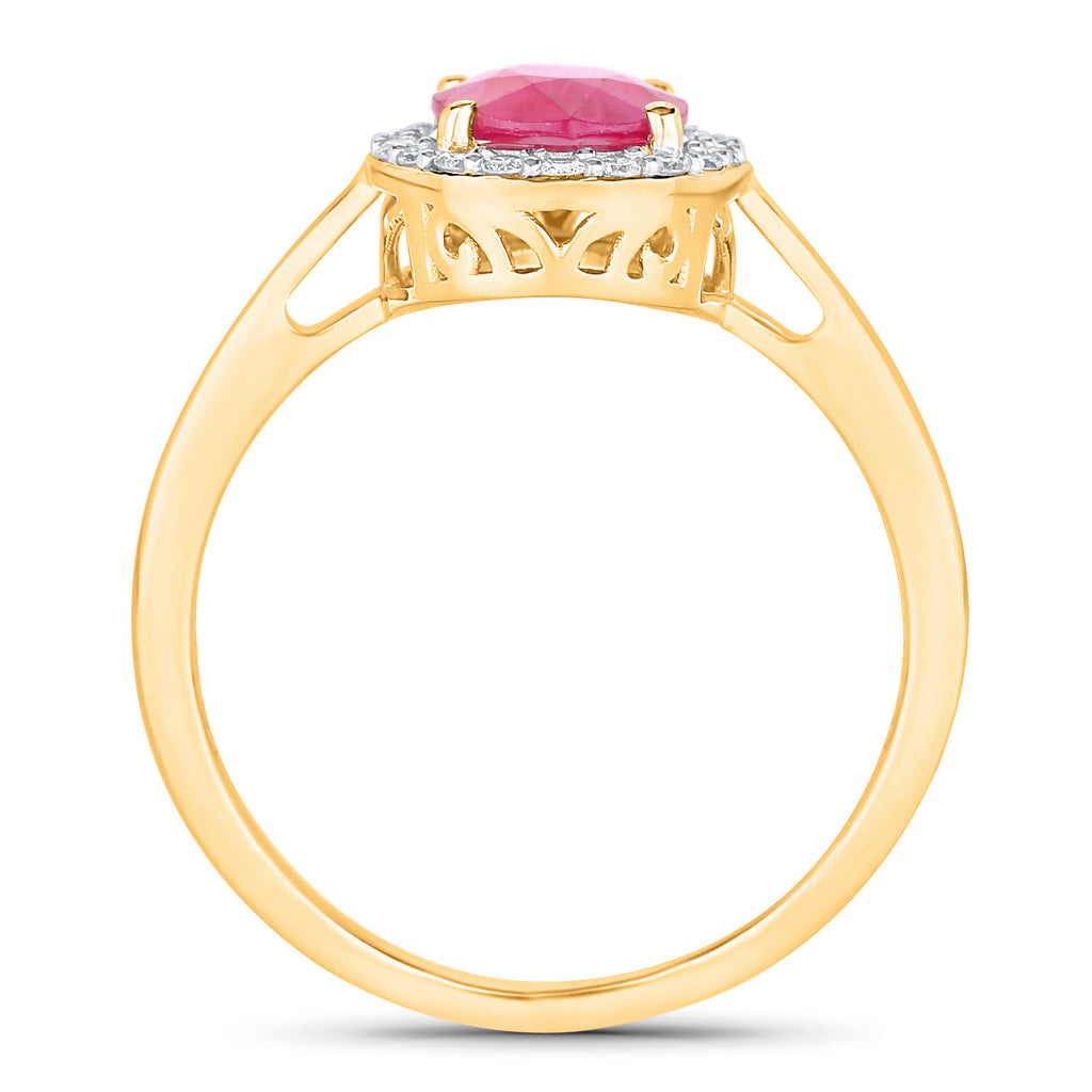 Ruby Ring With Diamonds 1.8 Carats 14K Yellow Gold
